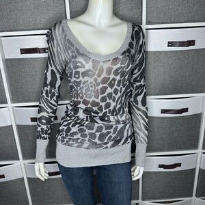 EXPRESS BLK/SILVER METALLIC MINI DRESS RIBBED SCOOP NECK STRETCH Size Medium